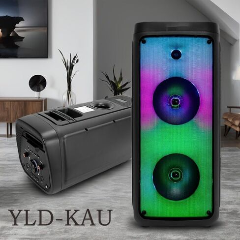 LED-Illuminated Portable Wireless Speaker, Large Size Floor Mounted Wireless Speaker, Loud Volume, Rich Bass, Multi-Color Lights, Built-in Mic, Remote Control, USB Charging Port，Outdoor Speaker in Saudi Arabia