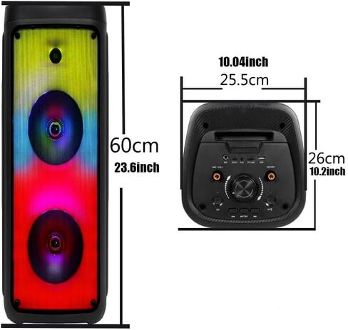 LED-Illuminated Portable Wireless Speaker, Large Size Floor Mounted Wireless Speaker, Loud Volume, Rich Bass, Multi-Color Lights, Built-in Mic, Remote Control, USB Charging Port，Outdoor Speaker in Saudi Arabia