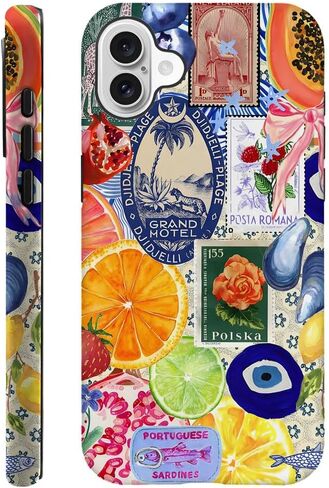 Compatible with for iPhone 16,Fruit Lemon European Summer Collage Phone Case for Girl Women Boy Men,Scratch Resistant Shockproof Cover Phone Case for iPhone 16 in Saudi Arabia