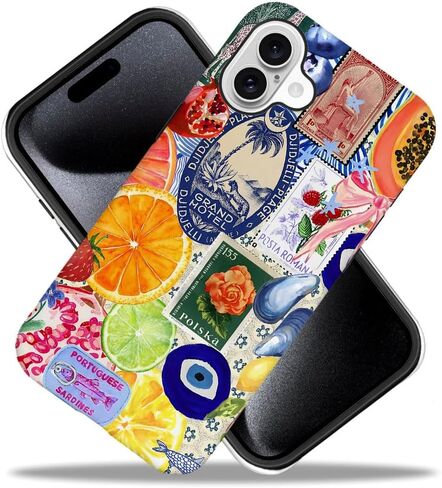 Compatible with for iPhone 16,Fruit Lemon European Summer Collage Phone Case for Girl Women Boy Men,Scratch Resistant Shockproof Cover Phone Case for iPhone 16 in Saudi Arabia