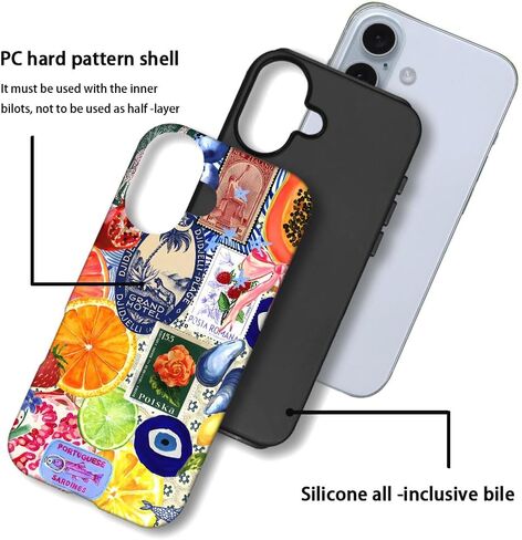 Compatible with for iPhone 16,Fruit Lemon European Summer Collage Phone Case for Girl Women Boy Men,Scratch Resistant Shockproof Cover Phone Case for iPhone 16 in Saudi Arabia