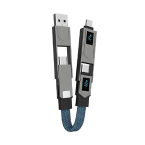 Multi USB Charging Data Cable: Short EDC Cord for Lightning Type C A (Black)