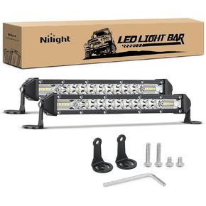 Nilight Led Light Bar Super Slim 2Pcs 11Inch 50W Flood 5000LM 3D Driving Fog Off Road Lights Work Light Pods for Trucks Pickup SUV ATV UTV Boat 4x4 Van Camper- 2 Style Mounting, 2 Years Warranty