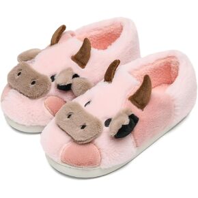 COVS Cow Slippers for Women and Men，Cute Slippers Cozy Cartoon Cow Fluffy House Slippers Kawaii Shoes Fuzzy Slippers Indoor and Outdoor