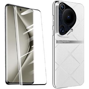 QUIETIP Case Compatible with Huawei Pura 70 Ultra with Tempered Glass Screen Protector,Hard PC Protective Cover,White