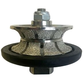 1-1/4" Full Bullnose Diamond Hand Profile Wheel for Granite, Marble, and Stone, 40/50 Grit, Shape V, 5/8"-11 Arbor