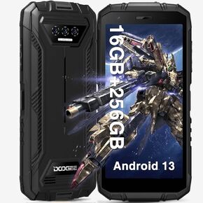 DOOGEE S41 MAX هواتف ذكية متينة، 16 جيجابايت + 256 جيجابايت/1 تيرابايت فتح الهواتف المحمولة، هاتف Android 13 القوي، بطارية 6300 مللي أمبير في الساعة، هاتف محمول متين 5.5 بوصة HD+، IP68/69K/شريحة اتصال 4G مزدوجة/معرف الوجه/OTG/NFC/GPS، أسود in Kuwait