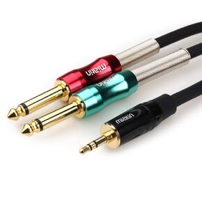 1/4" Male TRS to Dual 6.35mm (1/4") TS Male Aux Jack Stereo Audio Y Splitter Patch Insert Cable -3Meters / 10Feet