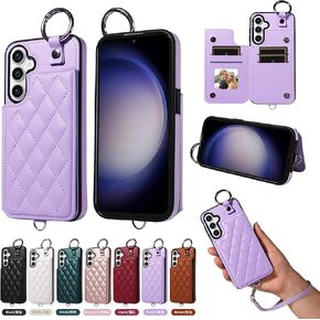 Wallet Cover for Samsung Galaxy S23 5G with Wrist Strap Card Holder Magnetic Back PU Leather Credit Slots Ring Buckle Stand Phone Case for S 23 23S GS23 G5 SM-S911U 6.1 inch Girls Men Green