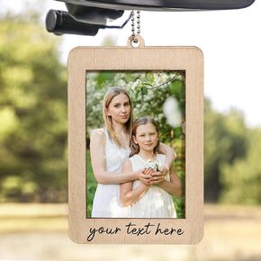 Car Decor Hanging Photo Frame, Valentine Gift For Him, Drive Safe Wooden Car Picture Holder, Rear View Mirror Accessories For Car Decorations, Drive Safe I Love You