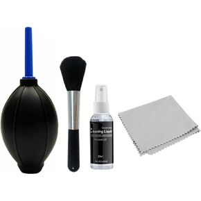 Camera Cleaning Kit 4 in1,Digital Camera Lens, Phone, Keyboard, Computer Universal Cleaning Kit - Cleaning Solution, Brush, Cloth, Rubber Air Blower Pump Dust Cleaner,Screen Cleaner