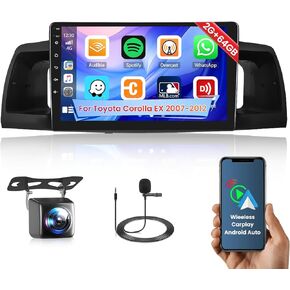 4+64G Inefala for Toyota Corolla EX 2005-2012 Android 13 Car Radio Stereo with Wireless Carplay Android Auto Head Unit, 9" HD Touchscreen WiFi GPS BT5.0 FM/RDS 32EQ Mirror Link SWC Backup Camera