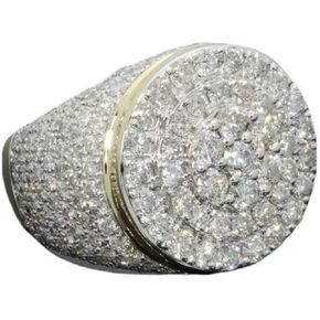 18k Gold-Plated Color Separation Men's Ring Full Diamond Micro Inlaid Zircon Ring (8)