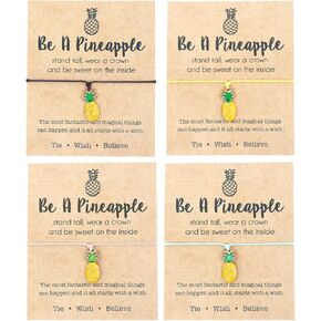 HUASAI 2Pcs Pineapple Bracelet for Women Pineapple Gifts for Teen Girls BFF Friendship Bracelets Gift