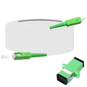 Fiber Optic Cable，SC/APC to SC/APC Armored Single Mode Patch Cable,Fiber Optic Jumper Optical Patch Cord - SIMPLEX - 9/125um - OS1/OS2 Compatible, LSZH White,5M/16ft