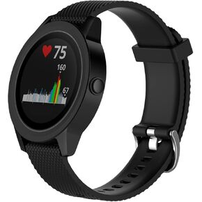 20mm Soft Silicone Replacement Bands Compatible with Garmin Vivoactive 3 / Vivomove/Vivomove HR/Vivoactive 3 Music/Forerunner 245/645 Music, Black
