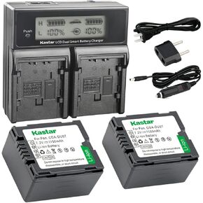 Kastar LCD Dual Smart Fast Charger & 2 x Battery for Panasonic CGR-DU07, CGA-DU07and PV-GS31, PV-GS33,PV-GS34, PV-GS35, PV-GS39, PV-GS400, PV-GS500, PV-GS50, PV-GS50S, PV-GS55 Digital Camcorder