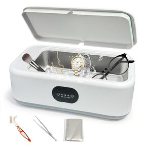 MTWML Ultrasonic Cleaner,49Khz 22Oz Ultrasonic Jewelry Cleaner Machine With 3 Modes Timer for Glasses Ring Earring Dentures Necklaces Watch Strap Makeup Brush 304 Stainless Steel Tank 40W Sonic(640ml)