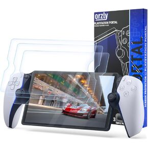Orzly Screen Protector Tempered Glass for Playstation Portal Remote Player 8 Inch 4 PACK - Transparent HD Clear Anti Scratch Edition Easy Installation Kit