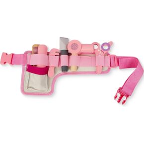Wooden Vanity Set for Kids, Pretend Play Toddler Makeup Vanity Toys with Mirror, Beauty Salon Set Includes Makeup Accessories, Little Girls Gifts for Age 3+ (Pink)