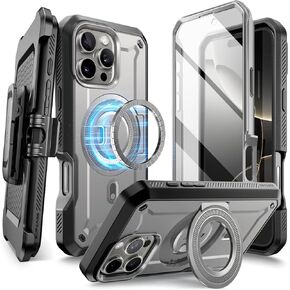 SUPCASE for iPhone 16 Pro Case with Stand (UBPro Mag), [Support MagSafe] [Built-in Screen Protector & Belt Clip] [Military-Grade Protection] Magnetic Phone Case for iPhone 16 Pro 6.3'' 2024, Black