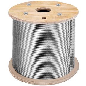 VEVOR 3/16 T304 كابل من الفولاذ المقاوم للصدأ 250FT، 3700 LBS قوة كسر نظام درابزين الكابلات سلك حبل مجموعة درابزين سطح الطائرة سلك السياج