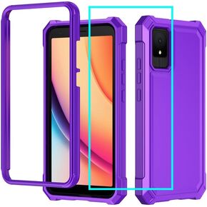 for TCL K11 T432W Case with Screen Protector,Full Body Protection Front PC Back Soft Silicone Bumper,Heavy Duty Protection Shockproof Phone Case for TCL K11 Purple