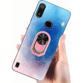Compatible with GabbPhone 4 Case with 360° Rotatable Ring Holder Kickstand, Slim TPU Case Compatible for Gabb 4 [Blue-Pink Gradient Starry Sky Design Star Art Painting] Cover for Car Magnetic