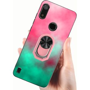 Compatible with GabbPhone 4 Case with 360° Rotatable Ring Holder Kickstand, Slim TPU Case Compatible for Gabb 4 [Blue-Pink Gradient Starry Sky Design Star Art Painting] Cover for Car Magnetic