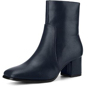 Perphy Square Toe Side Zip Chunky Heel Ankle Boots for Women
