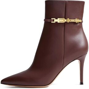 MIRAAZZURRA Ankle Boots for Women Pointed Toe Stiletto High Heel Chain Side Zipper Ankle Booties for Party Date Dress