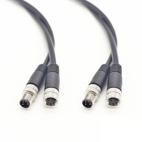 2 Pcs M8 4 Pin Serial Cable 180 Degree Male to Female Plug Connector for Cable 24AWG, Aviation Socket Unshielded Electrical Cable Sensor Receptacle M8 4 Pin Waterproof Connector (2M)