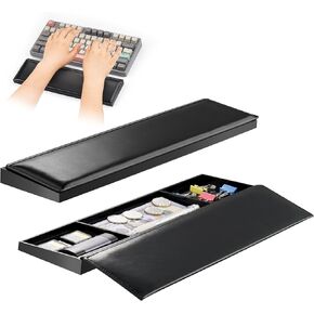 Tomorotec Multifunctional Keyboard Wrist Rest Pad with Integrated Flip Storage for Home & Office Desk, Ergonomic Padding and Secure Non-Slip Base for Enhanced Comfort for Working Hours (Full Size)