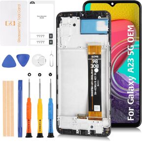 A23 5G A236 Original LCD Display +Frame for Samsung Galaxy A23 5G A236U A236B A236E 6.6" OEM LCD Screen Display Replacement Touch Digitizer Assembly Kit(Black)