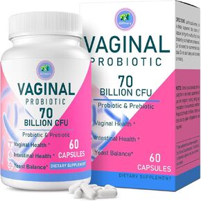 Vaginal Probiotics for Women, 70 Billion CFU 13 Strains, Women Probiotics & Prebiotics & D-Mannose, for Vaginal, Urinary, pH Balance, Immune & Digestive Health - Shelf Stable, 60 Capsules Supply
