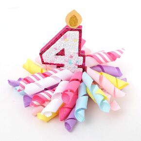 4th Birthday Korker Hair Bow - 4th Birthday Candle Number Hair Accessories, Fourth Birthday Girl Hair Clips, 4th Birthday Hair Bow