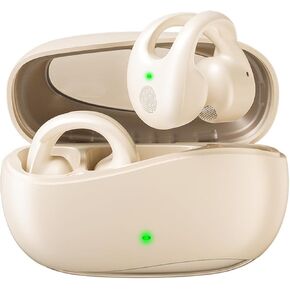 Skin Tone Clip On Open Ear Earbuds Wireless Bluetooth Earless Earclip Outer Ear Clip Air Bone Conduction Headphones Open Ear Ear Buds Bone Conducting Earphones Headset Speaker for Small Ear Canals