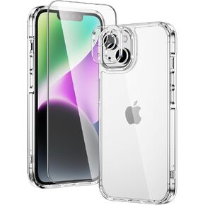 Compatible for iPhone 14 case Clear, Drop-Proof Protective, Magnetic Ring Stand Compatible with iPhone 14 Case MagSafe with Premium Screen Protector +Camera Protector