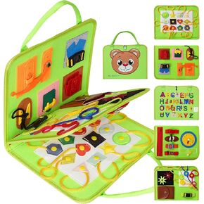 Busy Board Montessori Toy for 3 4 5 Year Olds - Toys & Learning Resources for Preschoolers for Developing Fine Motor Skills - Toddler Travel Toys for Plane & Car - Gift for Kids, Girls, Boys