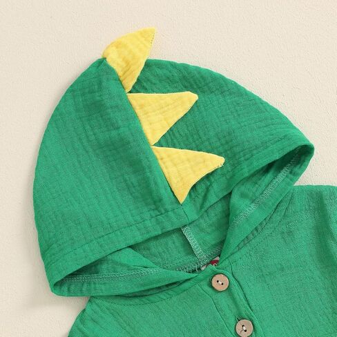 Thorn Tree Infant Newborn Baby Boy Clothes Dinosaur Cotton Linen Bodysuit Halloween Hooded Romper in Kuwait