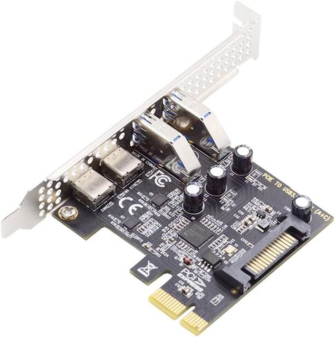 NFHK USB3.1 Gen1 5Gbps Dual Type-A & Type-C USB-C أنثى إلى PCI-E Express 1x محول بطاقة uPD720201 مع دعامة منخفضة المستوى in Saudi Arabia
