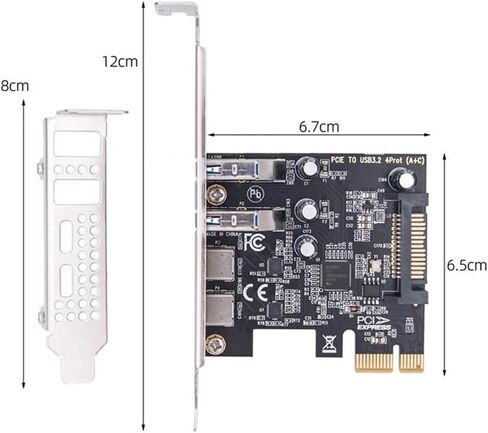 NFHK USB3.1 Gen1 5Gbps Dual Type-A & Type-C USB-C أنثى إلى PCI-E Express 1x محول بطاقة uPD720201 مع دعامة منخفضة المستوى in Saudi Arabia