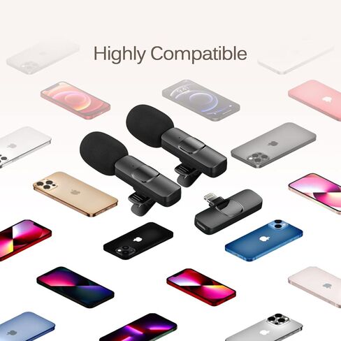 ميكروفون Lavalier اللاسلكي من Labstandard لأجهزة iPhone iPad، وميكروفونات طية صدر السترة، تشغيل 2.4 جيجا بايت لتسجيل الفيديو، والمقابلة، والبودكاست، ومدونة الفيديو على YouTube، وميكروفون لاسلكي صغير من Lavalier in Kuwait