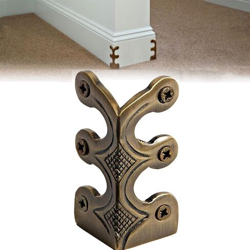 Skiffers Baseboard Corner Protectors,Baseboard Corner Protectors Solid Brass Skirting Board Corner Protectors,Vintage Metal Corner Protector Decorative Protector Cover (1, Bronze) in Kuwait