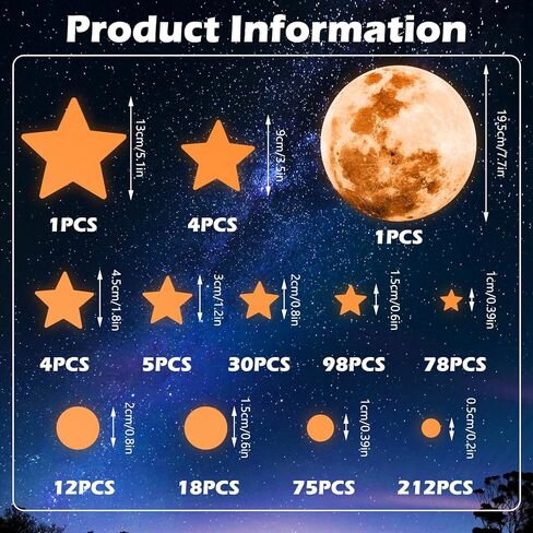 Molain 538Pcs Glow in The Dark Wall Stickers, Luminous Ceiling Stars Moon Space Galaxy Universe Planet Wall Decals Self-Adhesive Glowing Stickers for Kids Bedroom Nursery Living Room Decor (Green) in Saudi Arabia