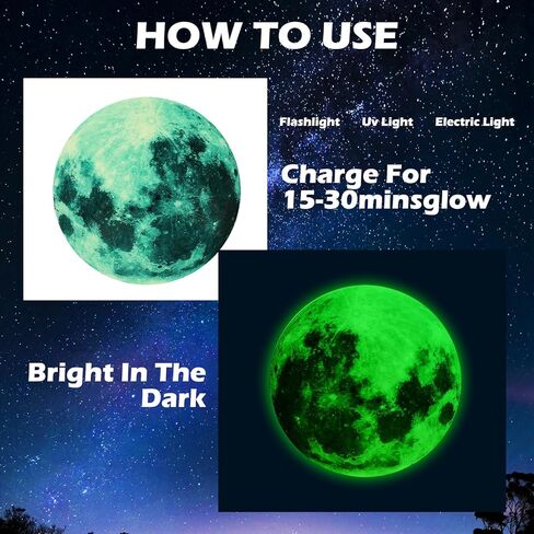 Molain 538Pcs Glow in The Dark Wall Stickers, Luminous Ceiling Stars Moon Space Galaxy Universe Planet Wall Decals Self-Adhesive Glowing Stickers for Kids Bedroom Nursery Living Room Decor (Green) in Saudi Arabia