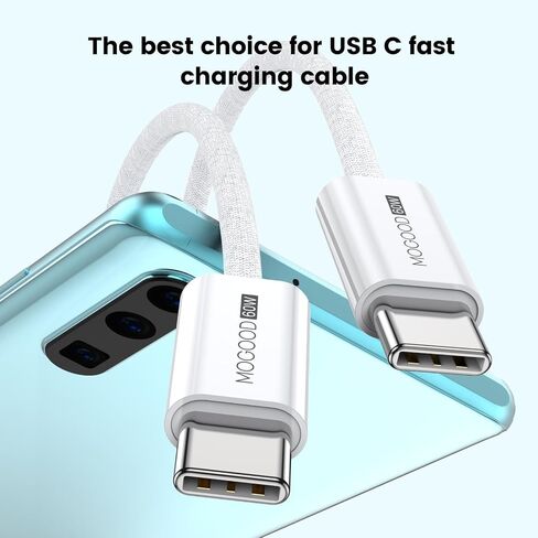 USB C Charger Cable, USB C to USB C Cable (3.3ft, 2Pack) 60W(3A) Fast Charging Cord USB 2.0 Type C Cable Braided USB C to C Cord for iPhone 15,iPad Air 4,MacBook Pro,Samsung Galaxy S23,Switch in Saudi Arabia