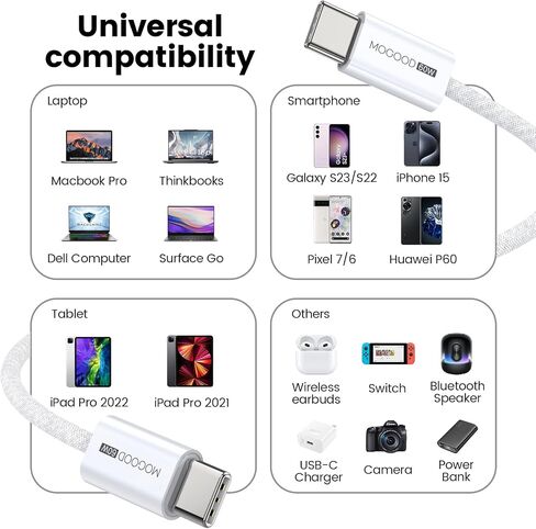 USB C Charger Cable, USB C to USB C Cable (3.3ft, 2Pack) 60W(3A) Fast Charging Cord USB 2.0 Type C Cable Braided USB C to C Cord for iPhone 15,iPad Air 4,MacBook Pro,Samsung Galaxy S23,Switch in Saudi Arabia