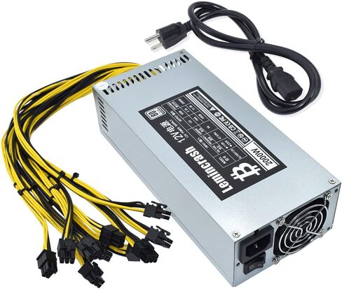 12V 166A AC110-240V 10x6pin 2000W PSU، لـ Bitmain Antminer S9 S7 L3 BTC LTC ETH مصدر إمداد الطاقة للتعدين in Kuwait