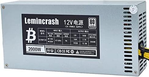 12V 166A AC110-240V 10x6pin 2000W PSU، لـ Bitmain Antminer S9 S7 L3 BTC LTC ETH مصدر إمداد الطاقة للتعدين in Kuwait